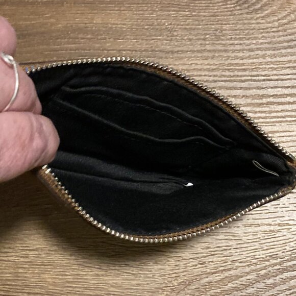 EUC Vintage COACH Tan Leather Glitter Cheeky Zip Wristlet - Picture 7 of 12